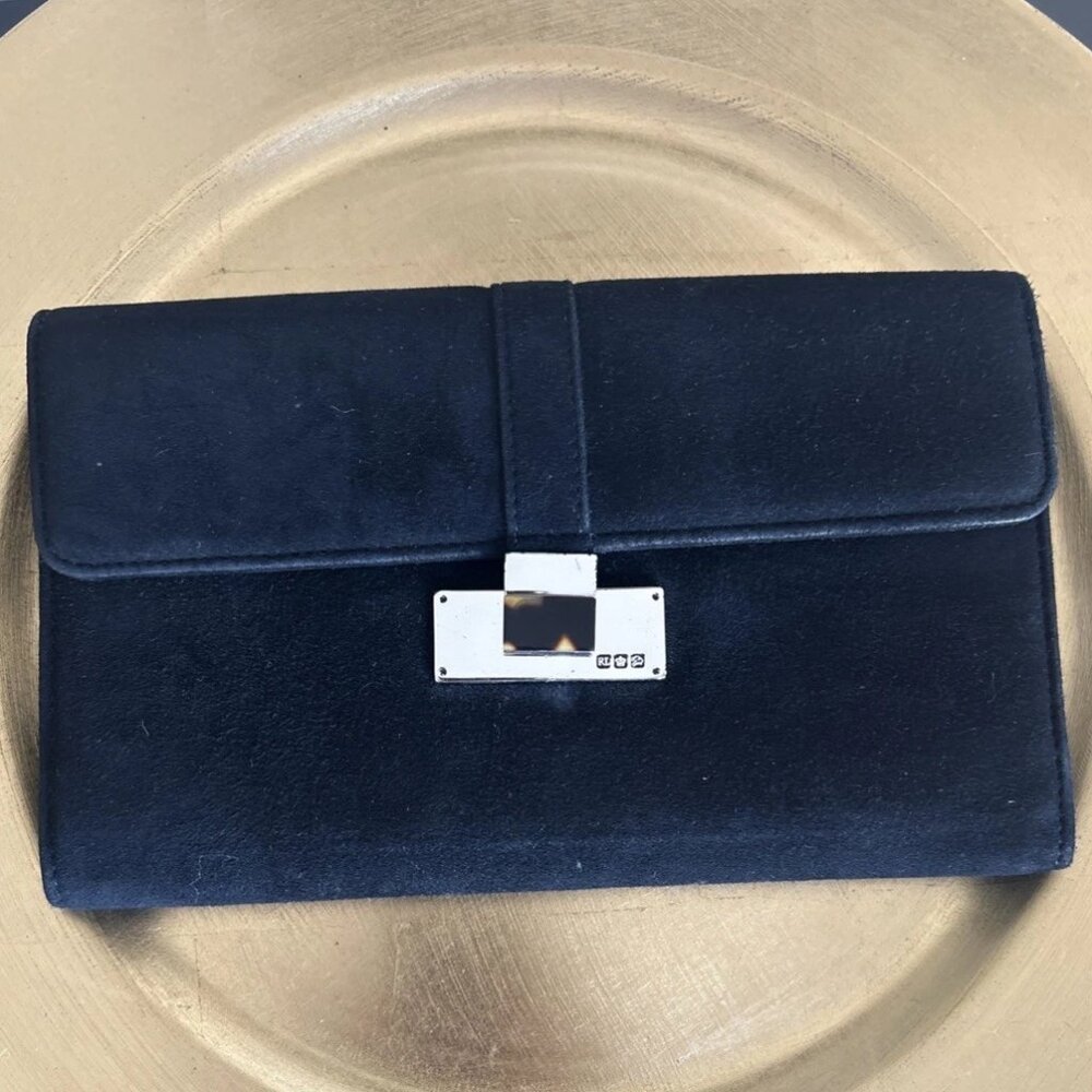 Vintage 90's RALPH LAUREN Suede Leather Black Jewelry Travel Bag Wallet